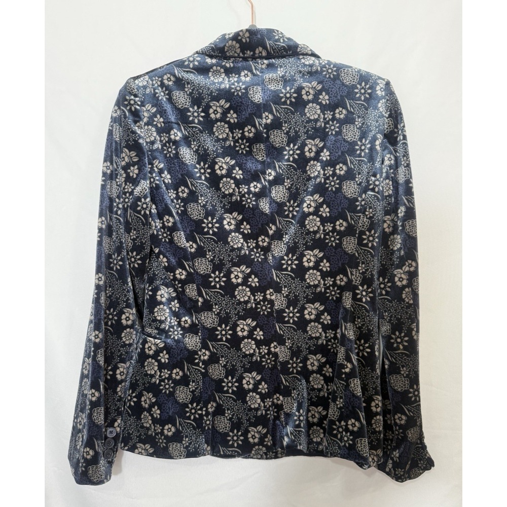 Carolina Belle Navy Velvet‎ Floral Blazer Jacket Womens Size S *FLAW - Picture 2 of 11